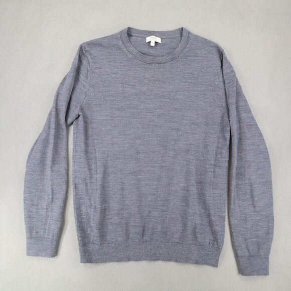 Reiss Merino Wool Mens Sz S Gray Crew Neck Sweater Quiet Luxury Lightweight - Picture 1 of 6